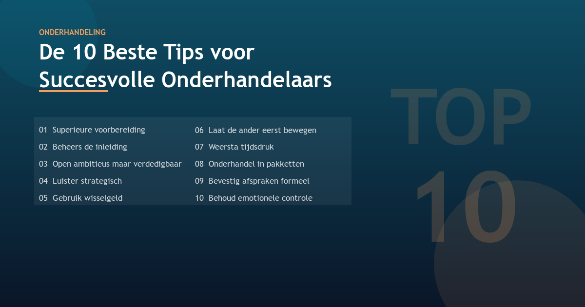De 10 Beste Tips voor Succesvolle Onderhandelaars